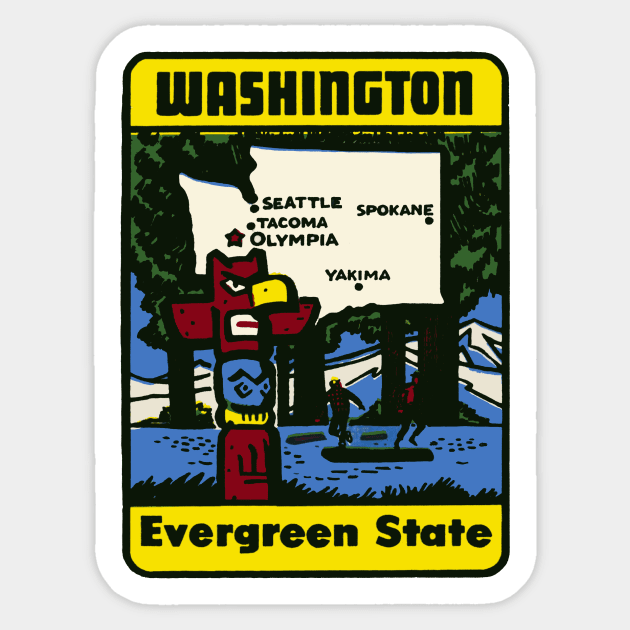 Vintage Washington State Decal Sticker by zsonn